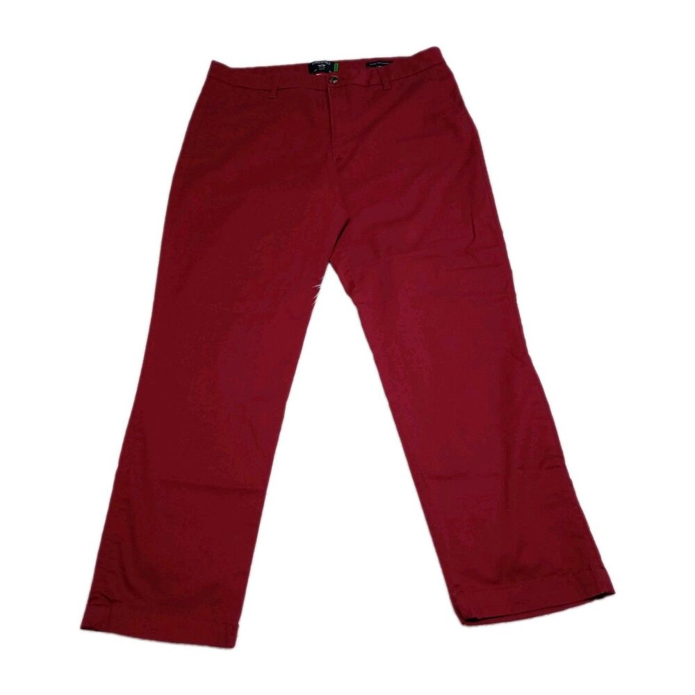 Dockers Mens Slim Ankle Pants Size 31 Red Burgundy Chino Stretch Flat Front
